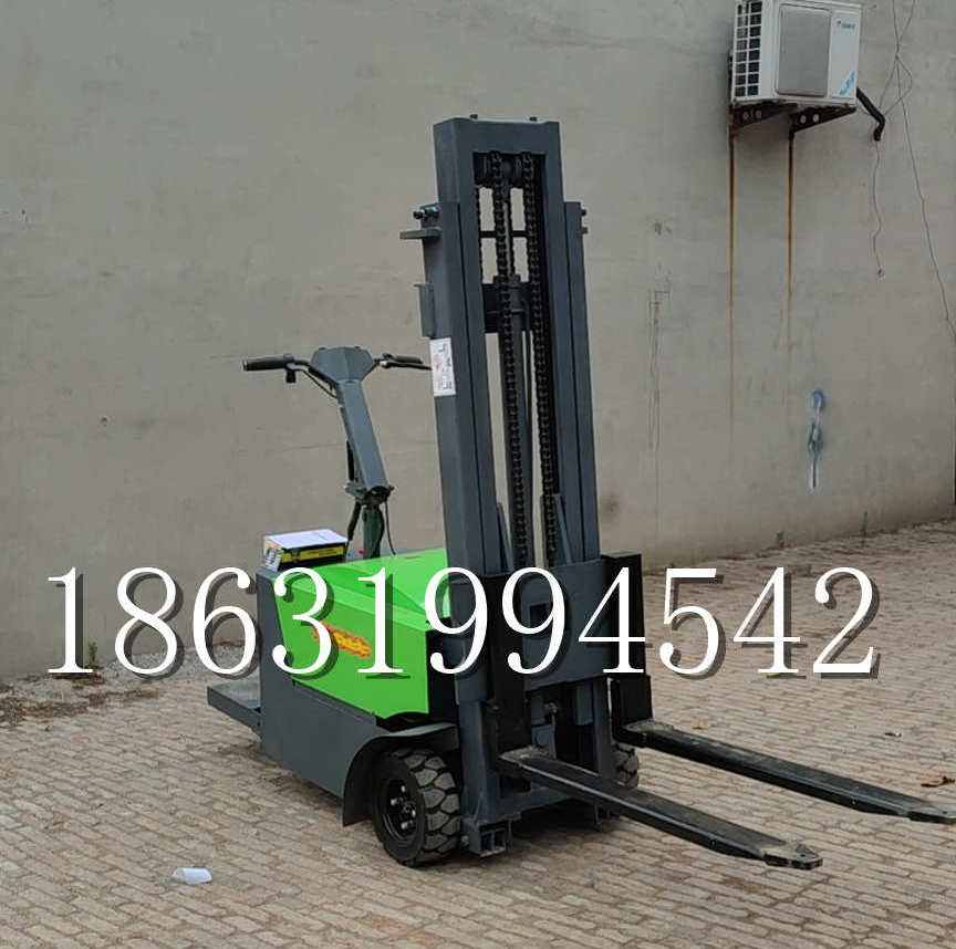 大村乡优程全电动叉车插腿式堆高车液压装卸车1.5吨升高小型站驾式铲车